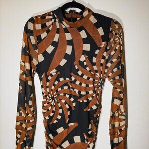 FARM RIO Black Bananada Dark Tulle Midi Dress - Size Medium